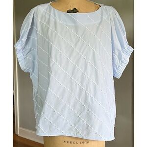 Tish Cox Blue White Cotton Lightweight Top S